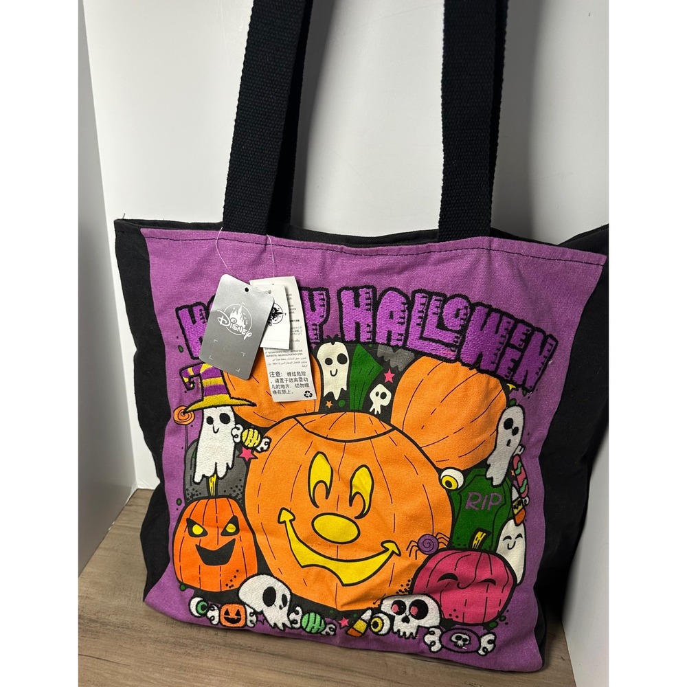 Disney Happy Halloween Mickey Mouse Pumpkin Ghost Tote Bag 2022 New with Tags - Picture 1 of 10